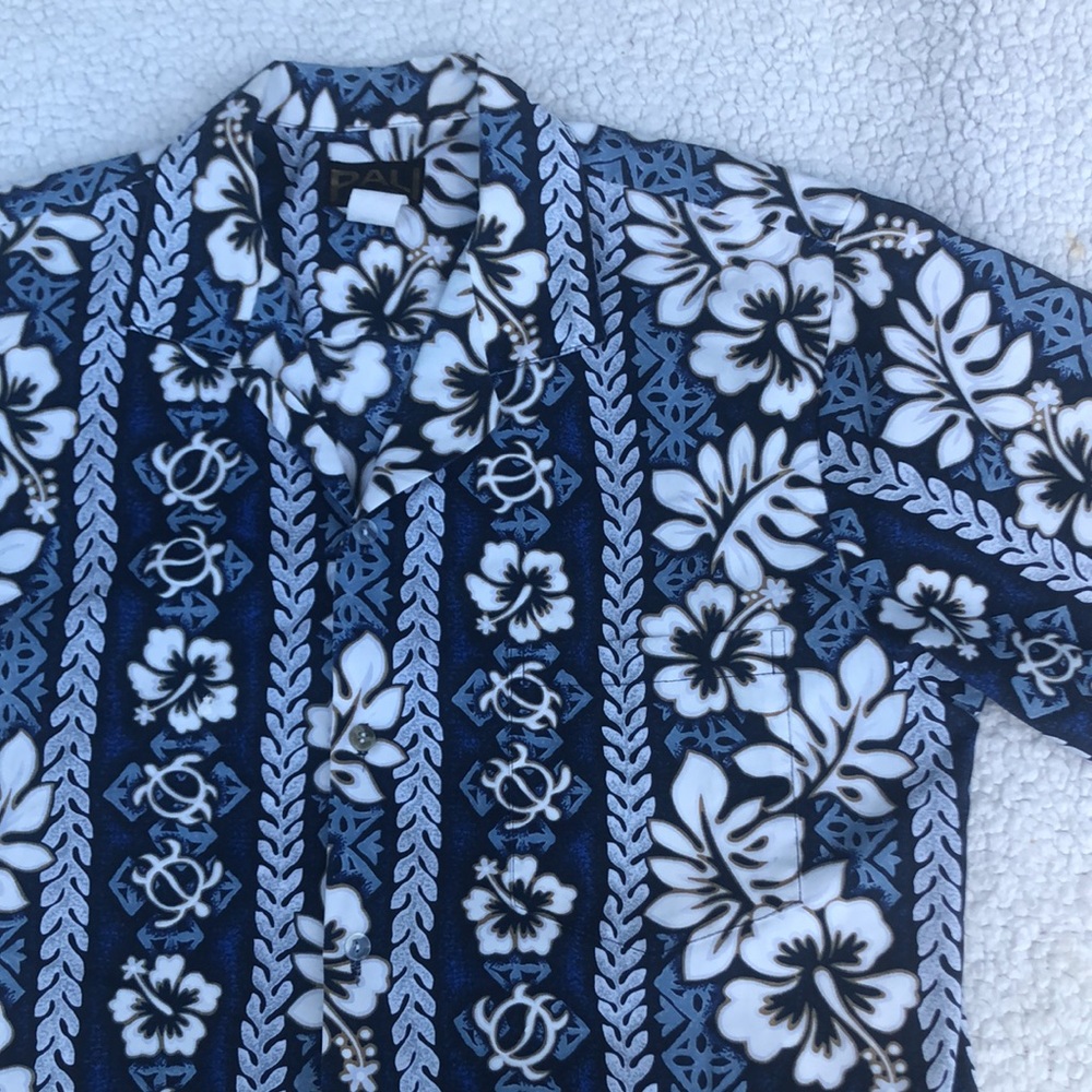 PALI Hawaiian shirt button down aloha tropical turtle floral print men’s unisex